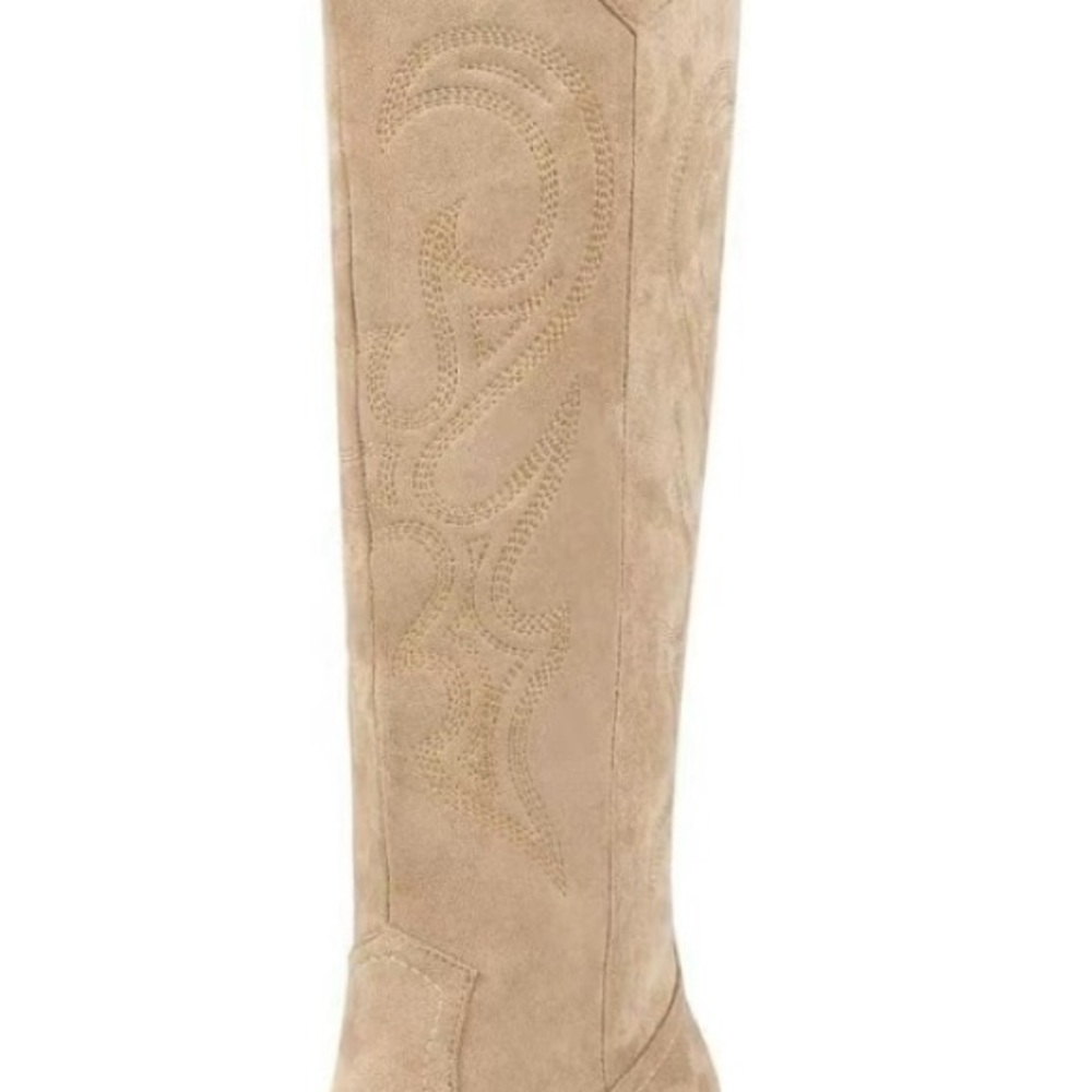 Tan Suede Western-Style Women's Boots - Picture 5 of 5